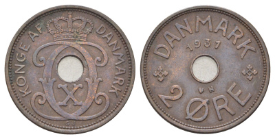 Дания 2 эре 1931 N, Кристиан X (1912-1947) KM 827 бронза 4701-766