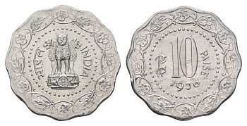 Индия 10 пайс 1976 KM 27.1 алюминий UNC 4688-1141