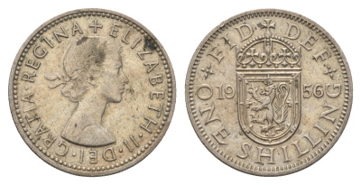 Великобритания 1 шиллинг 1956 Елизавета II (1952-2022), Шотландский герб KM 905, Spink 4148 медно-никель 4699-526