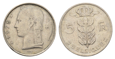 Бельгия 5 франков 1975 Belgie, Бодуэн I (1951-1993) KM 134.1 медно-никель 4629-433