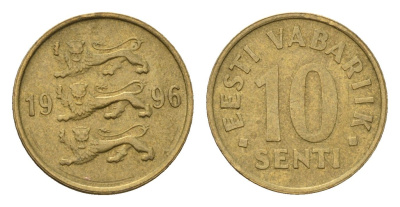 Эстония 10 сентов 1996 KM 22 латунь 4696-162
