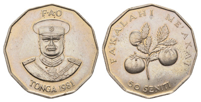 Тонга 50 сенити 1981 KM 71 медно-никель UNC 4168-446