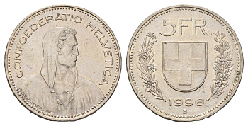Швейцария 5 франков 1996 B KM 40a.4 медно-никель 4521-724