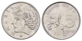 Бразилия 5 сентаво 1976 ФАО - Зебу KM 587 нержавеющая сталь UNC 218-1156