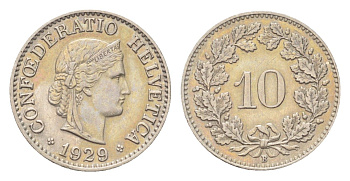 Швейцария 10 раппенов 1929 B KM 27 медно-никель 4708-144
