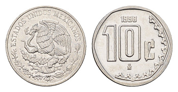 Мексика 10 сентаво 1998 KM 547 нержавеющая сталь UNC 4684-1251