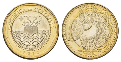 Колумбия 1000 песо 2012 KM 299 биметалл UNC 4165-125