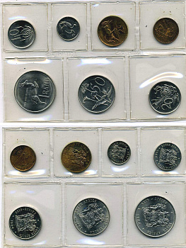 ЮАР набор из 7 монет 1984 в запайке, тираж 13875 экз. KM MS 21   UNC  3-4-1-14