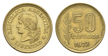 Аргентина 50 сентаво 1972 KM 68 латунь 4573-623