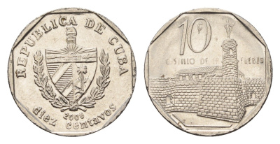 Куба 10 сентаво 2008 форт в Гаване Ла-Фуэрса KM 576.2 сталь плакированная никелем 4696-1211