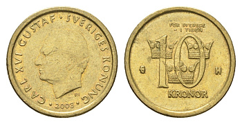 Швеция 10 крон 2003 Карл XVI Густав (1973-) KM 895 нордик 4642-621
