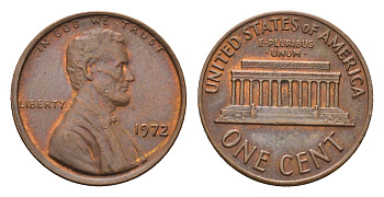 США 1 цент 1972 Линкольн KM 201 медь цинк 4684-158