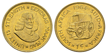 ЮАР 1 цент 1964 Ян ван Рибек KM 57 латунь UNC 4531-215