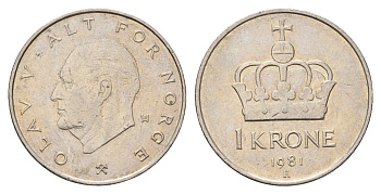 Норвегия 1 крона 1981 Улаф V (1957-1991) KM 419 медно-никель 4703-316