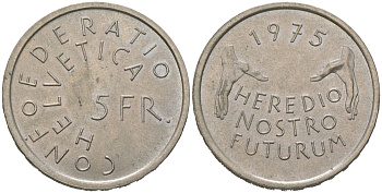 Швейцария 5 франков 1975 Защита памятников KM 53 медно-никель UNC 1066-6-56