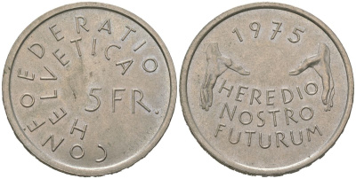 Швейцария 5 франков 1975 Защита памятников KM 53 медно-никель UNC 1066-6-56