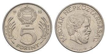Венгрия 5 форинтов 1983 BP, Лайош Кошут KM 635 медно-никель 4638-121