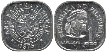 Филиппины 1 сентимо 1975 вождь острова Мактан Лапу-Лапу KM 205 алюминий UNC 192-332