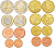 Греция евронабор из 8 монет 2006 (1, 2, 5, 10, 20, 50 евроцентов, 1, 2 евро) KM 181, 182, 183, 211, 185, 186, 214, 188 UNC N6-46