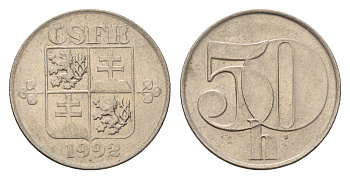 Чехословакия 50 геллеров 1992 KM 144 медно-никель 4684-635