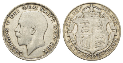 Великобритания 1/2 кроны 1921 Георг V (1910-1936) KM 818.1a, Spink 4021 серебро 4667-231