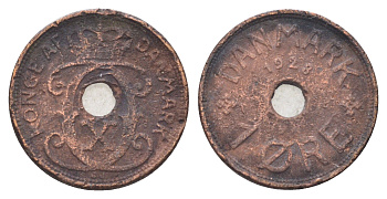 Дания 1 эре 1928 N, Кристиан X (1912-1947) KM 826 бронза 4701-558