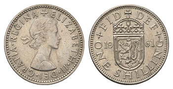 Великобритания 1 шиллинг 1961 Елизавета II (1952-2022), Шотландский герб KM 905, Spink 4148 медно-никель 4695-821
