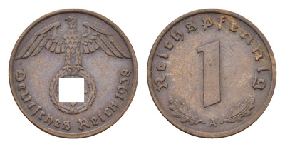 Германия 1 рейхспфенниг 1938 A KM 89, J. 361 бронза 4684-1144