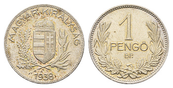 Венгрия 1 пенге 1938 KM 510 серебро 46-438