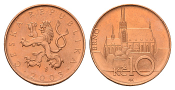 Чехия 10 крон 2003 KM 4 сталь плакированная медью UNC 4163-521