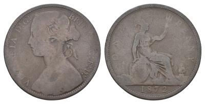 Великобритания 1 пенни 1872 Виктория (1837-1901) KM 749.2, Spink 3954 бронза 4661-341