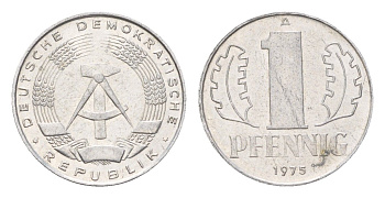 ГДР 1 пфенниг 1975 KM 8.1 алюминий 4685-1147