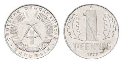 ГДР 1 пфенниг 1975 KM 8.1 алюминий 4685-1147