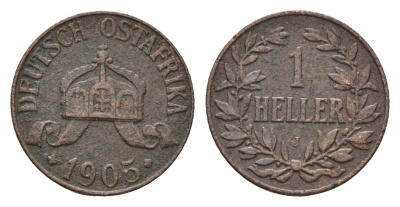 Германская Восточная Африка 1 геллер 1905 J KM 7 бронза 4154-149