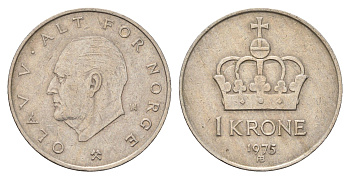 Норвегия 1 крона 1975 Улаф V (1957-1991) KM 419 медно-никель 4703-314