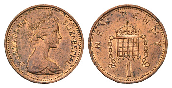 Великобритания 1 новый пенни 1971 Елизавета II (1952-2022) KM 915, Spink 4237 (B1) бронза 99-358