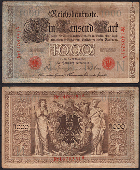 Германия 1000 марок 1910 Pick 45 b бумага 2192-89-1-1