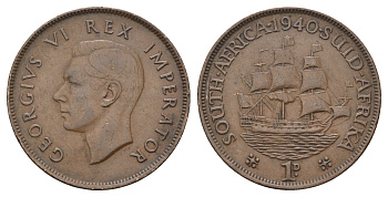 ЮАР 1 пенни 1940 Георг VI (1936-1952) KM 25 бронза 4517-1244