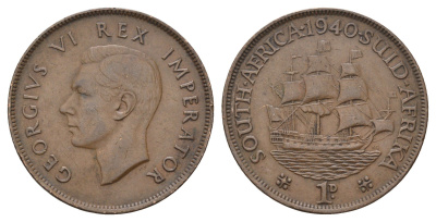 ЮАР 1 пенни 1940 Георг VI (1936-1952) KM 25 бронза 4517-1244