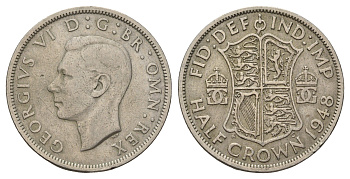 Великобритания 1/2 кроны 1948 Георг VI (1936-1952) KM 866, Spink 4101 медно-никель 4183-735