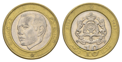 Марокко 10 дирхамов 2002 AH 1423, Мохаммед VI (1999-) Y 110 биметалл 4703-245