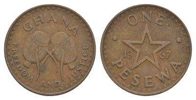 Гана 1 песева 1967 KM 13 бронза 4656-716