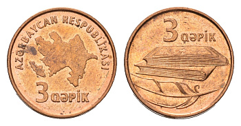 Азербайджан 3 гяпика 2006 год-тип KM 40 сталь плакированная медью 4685-869