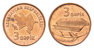 Азербайджан 3 гяпика 2006 год-тип KM 40 сталь плакированная медью 4685-869