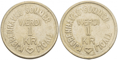 ШВЕЦИЯ ЖЕТОН 1 КРОНА, TIVOLI, SOMMER белый металл 4544-916
