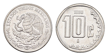 Мексика 10 сентаво 1998 KM 547 нержавеющая сталь UNC 4684-1249