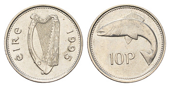 Ирландия 10 пенсов 1995 лосось KM 29 медно-никель UNC 4175-1024