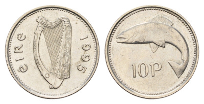 Ирландия 10 пенсов 1995 лосось KM 29 медно-никель UNC 4175-1024