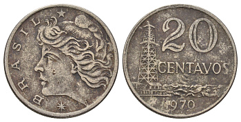 Бразилия 20 сентаво 1970 KM 579.2 медно-никель 4159-416