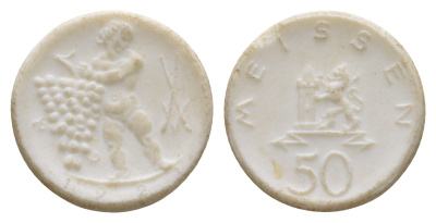 Майсен 50 пфеннигов 1921 Men05 16521.9, Scheuch 171n, Men18 20725.9 фарфор 1094-10-51